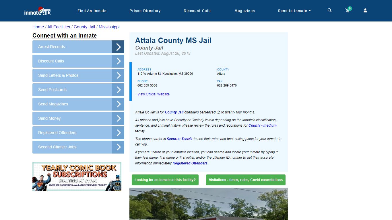 Attala County MS Jail - Inmate Locator - Kosciusko, MS